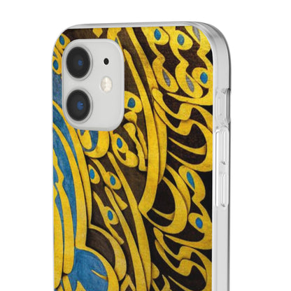 Phone Case — Gold & Blue Calligraphy Design