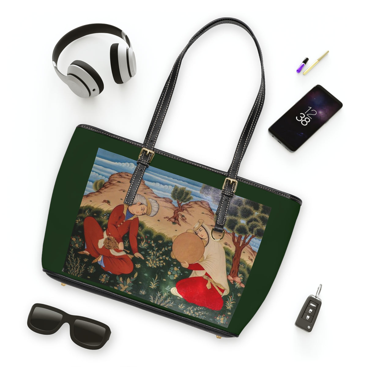 Artistic PU Leather Shoulder Bag – Iranian Miniature layli & Majnoon لیلی و مجنون