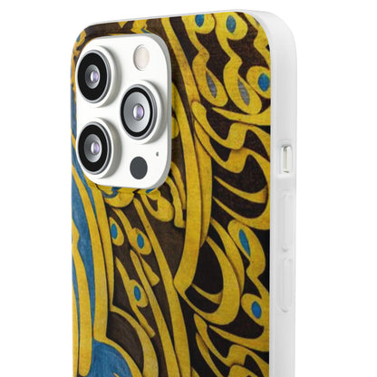 Phone Case — Gold & Blue Calligraphy Design