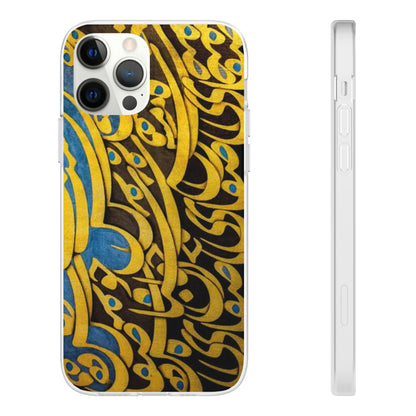 Phone Case — Gold & Blue Calligraphy Design