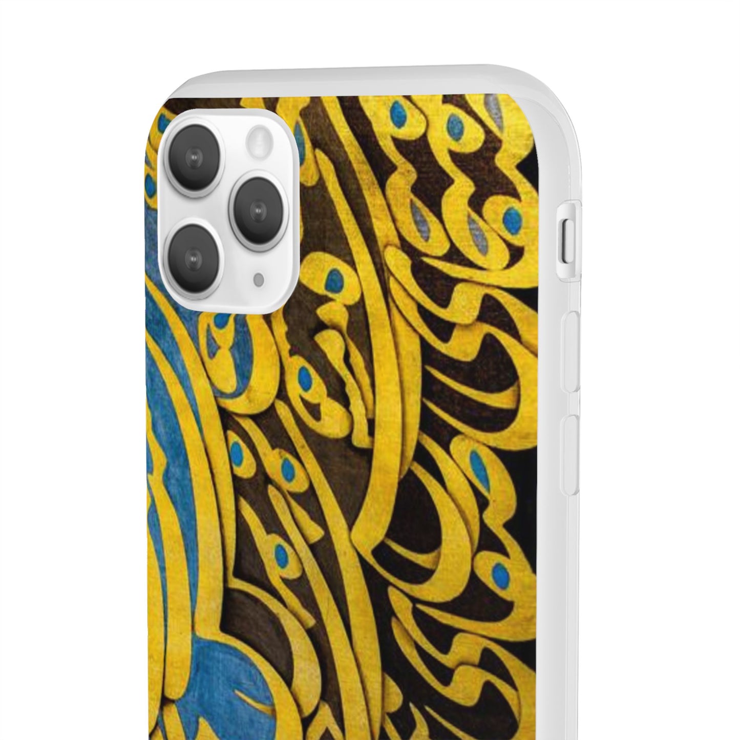 Phone Case — Gold & Blue Calligraphy Design