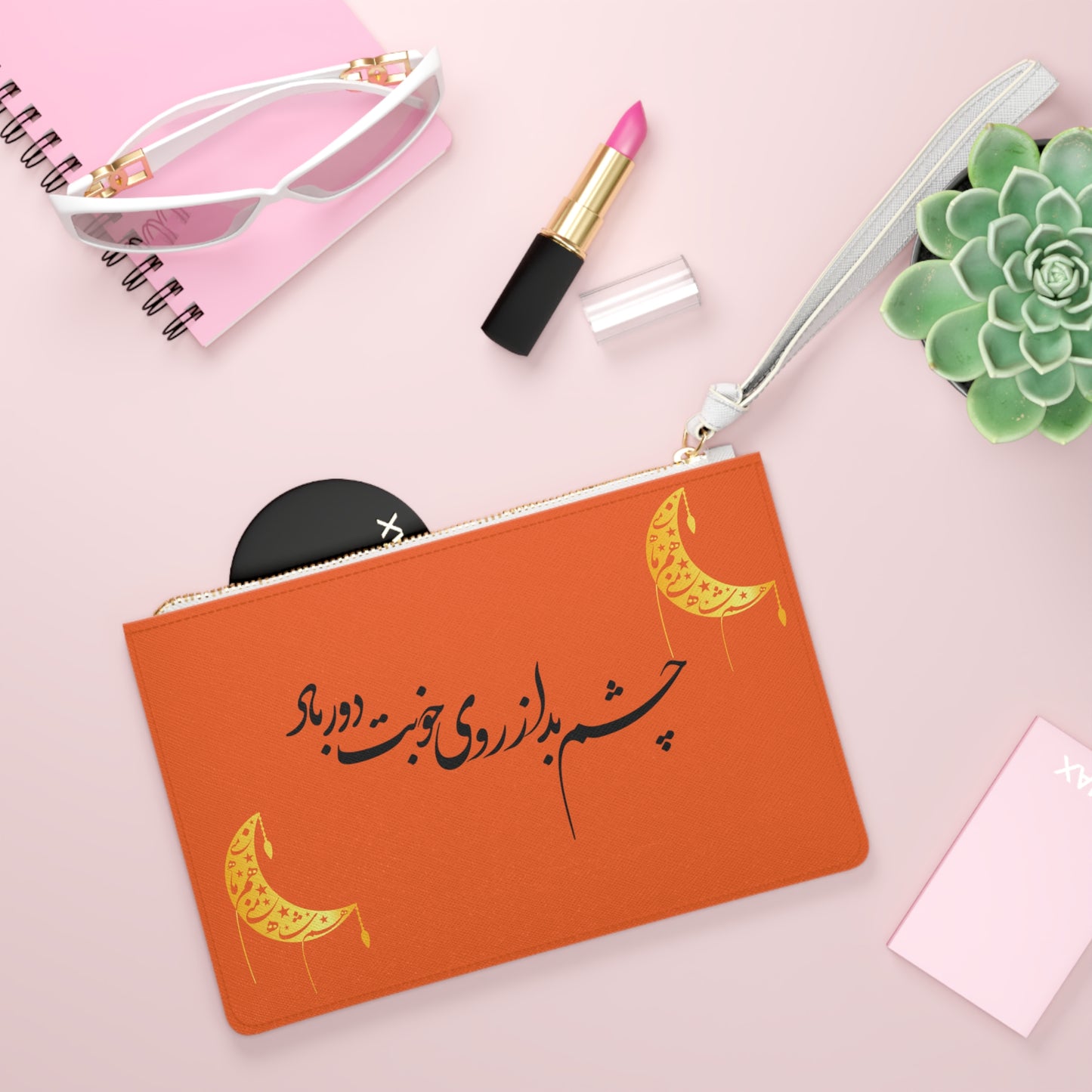 Clutch Bag Cosmetic Bag with Persion Calligraphy