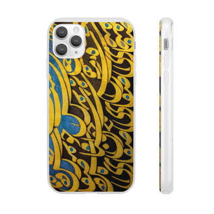 Phone Case — Gold & Blue Calligraphy Design