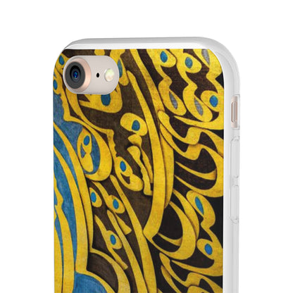 Phone Case — Gold & Blue Calligraphy Design