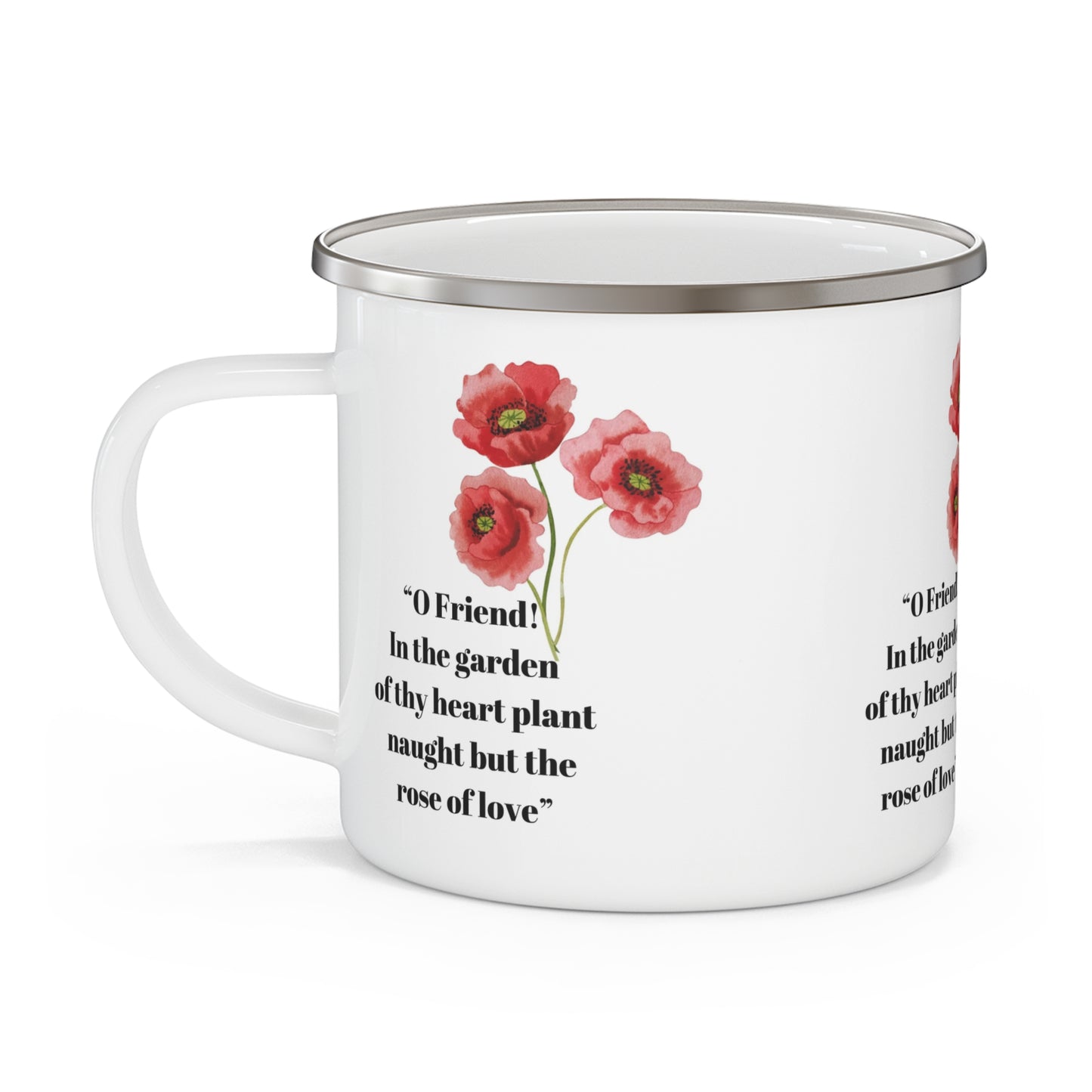 Enamel Camping Mug – Personalized with Persian Poetry in Farsi & English