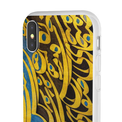 Phone Case — Gold & Blue Calligraphy Design