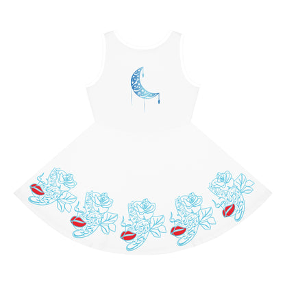 PERSIAN CALLIGRAPHY GIRLS' BOHEMIAN SLEEVELESS SUNDRESS – BUTTERFLY & FLORAL DESIGN