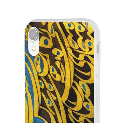 Phone Case — Gold & Blue Calligraphy Design
