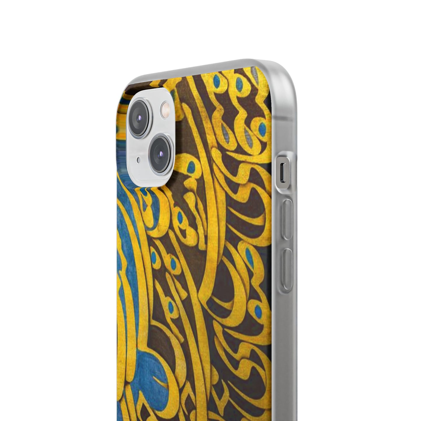 Phone Case — Gold & Blue Calligraphy Design