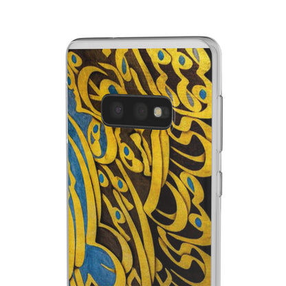 Phone Case — Gold & Blue Calligraphy Design