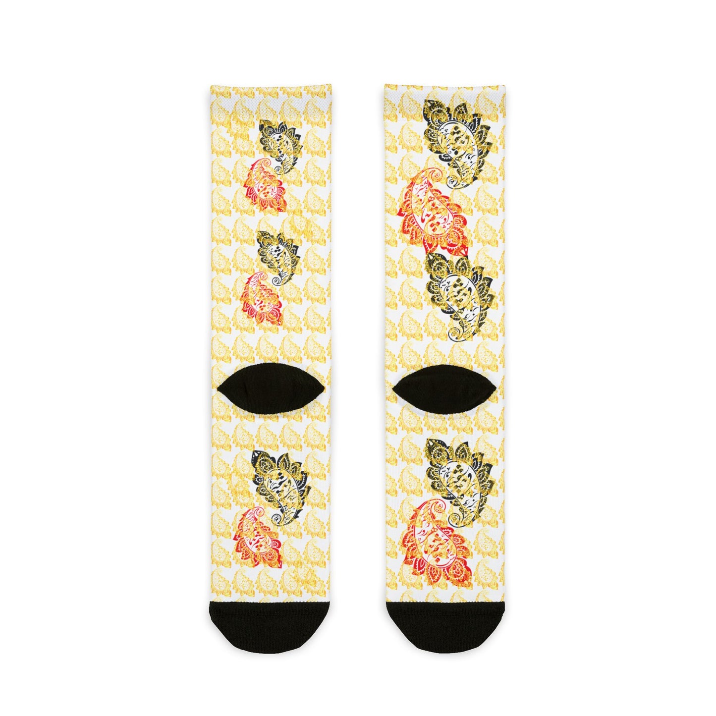 Sublimation Crew Socks with Persion Calligraphy and Paisly