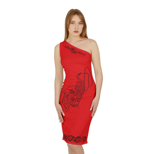 Persion Calligraphy One Shoulder Dress