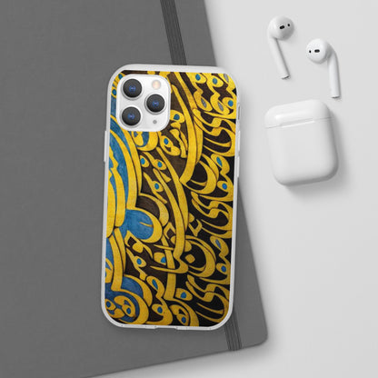 Phone Case — Gold & Blue Calligraphy Design