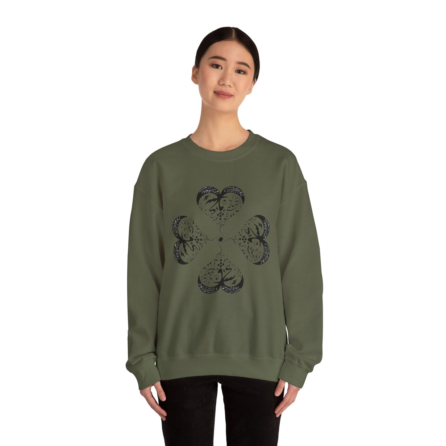 UNISEX FARSI CALLIGRAPHY HEART SWEATSHIRT: 'MAL MANI' BY MOEIN