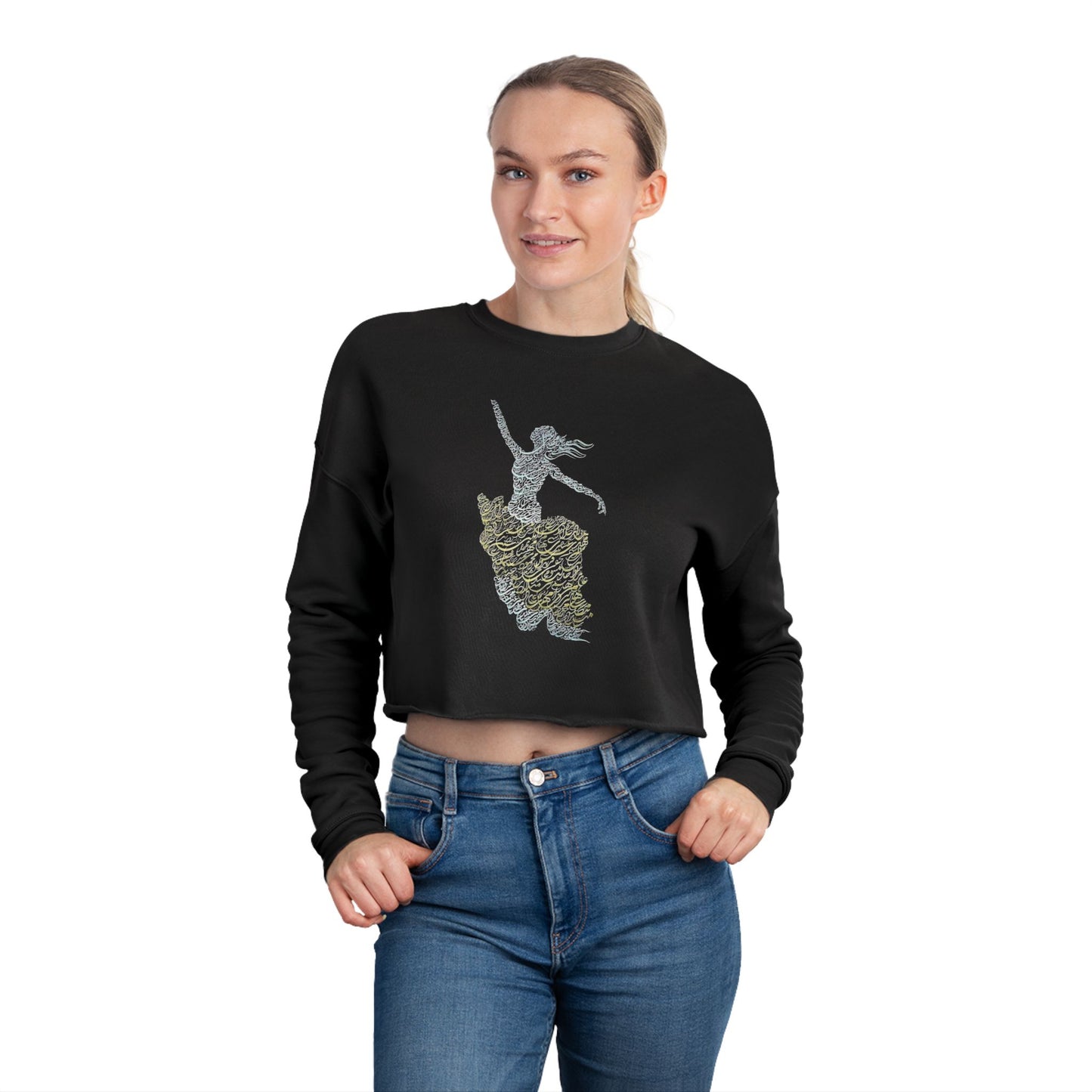 CROPPED SWEATSHIRT — RUMI POETRY & GOLDEN BUTTERFLY