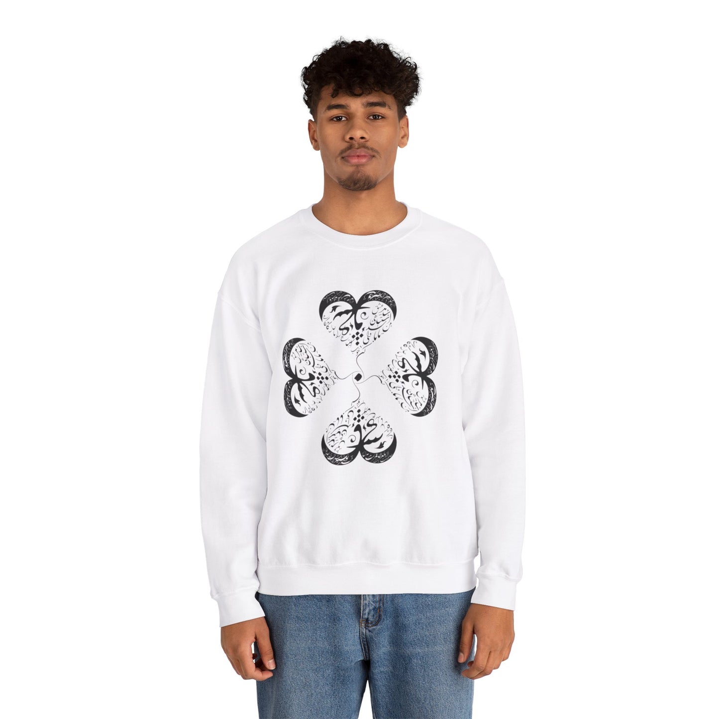 UNISEX FARSI CALLIGRAPHY HEART SWEATSHIRT: 'MAL MANI' BY MOEIN