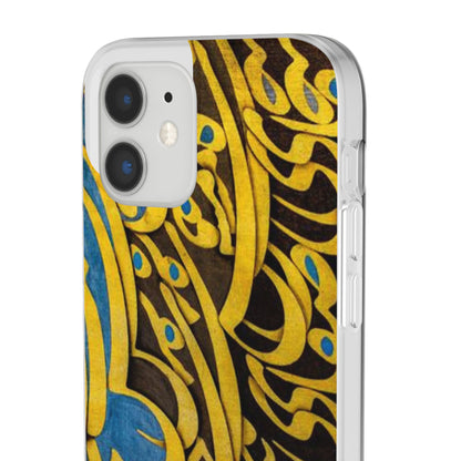 Phone Case — Gold & Blue Calligraphy Design
