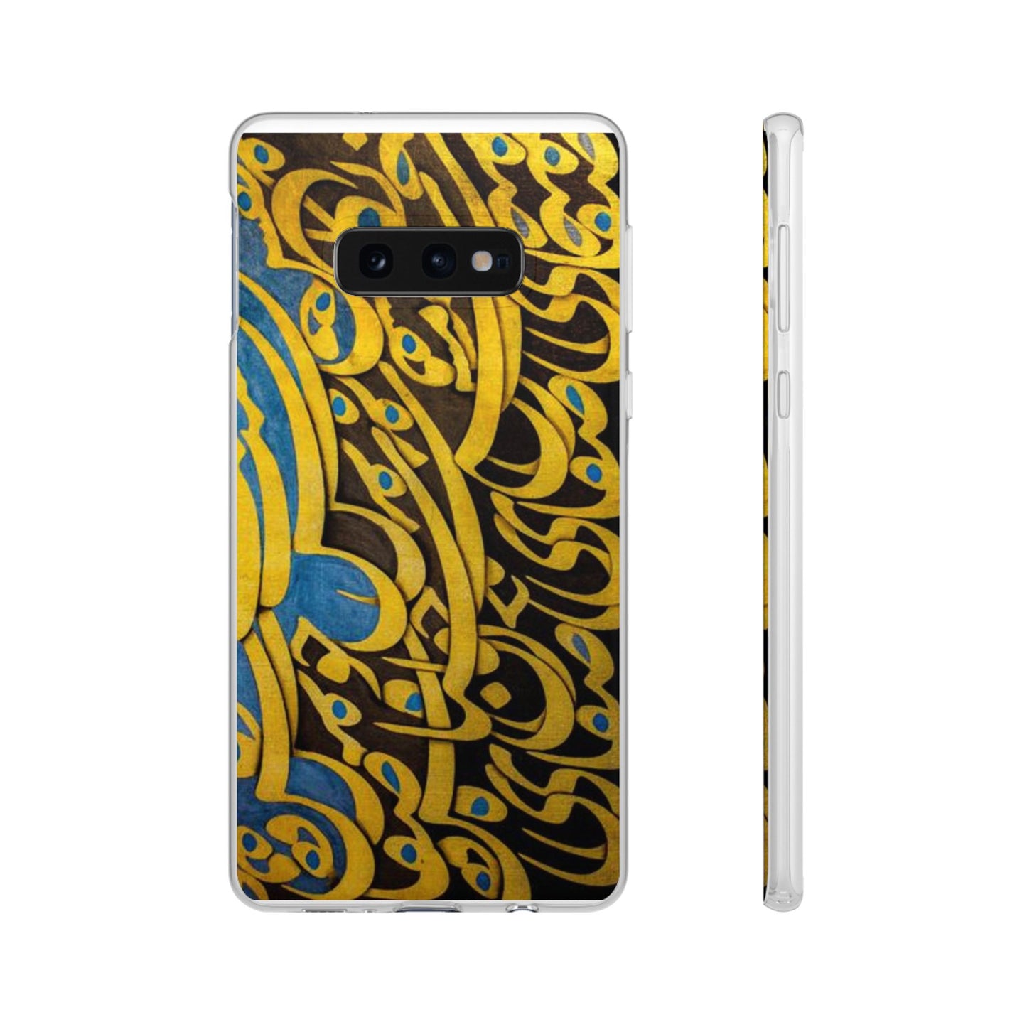 Phone Case — Gold & Blue Calligraphy Design