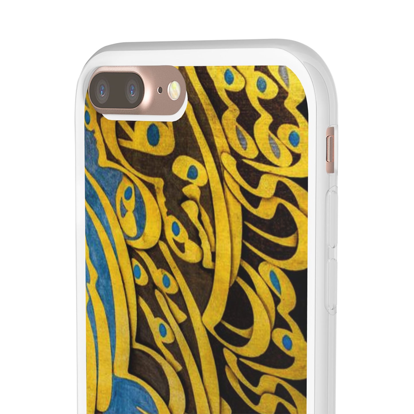 Phone Case — Gold & Blue Calligraphy Design