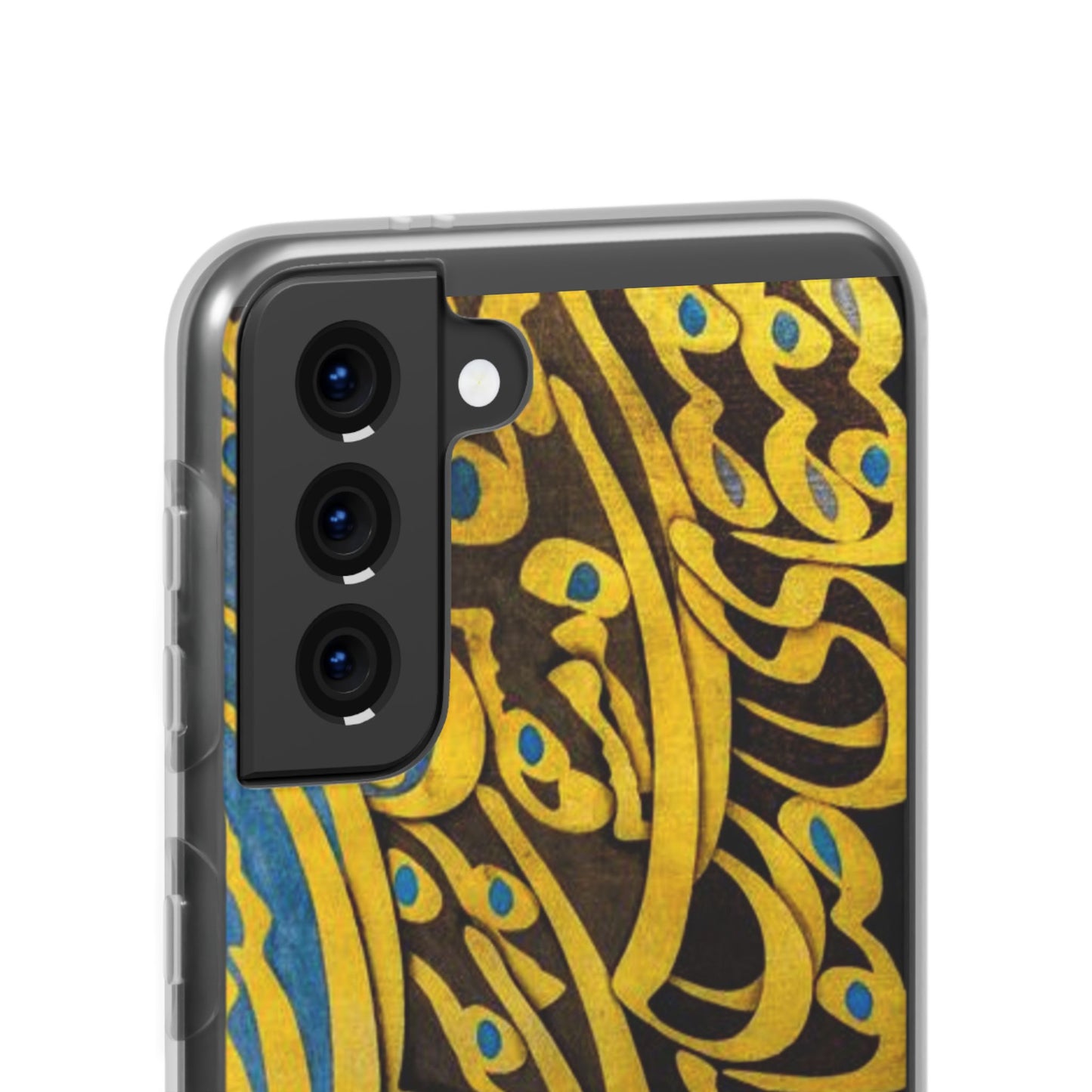 Phone Case — Gold & Blue Calligraphy Design