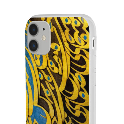 Phone Case — Gold & Blue Calligraphy Design