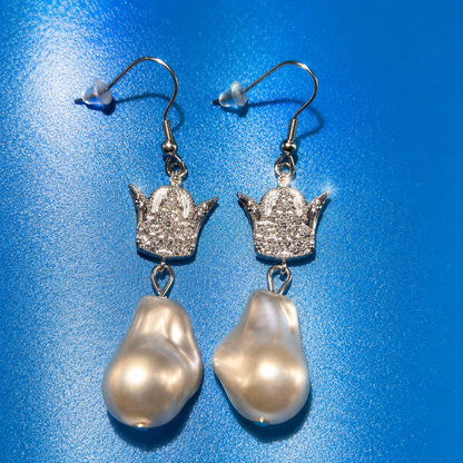 PERSIAN ROYAL CROWN PEARL EARRINGS & NECKLACE