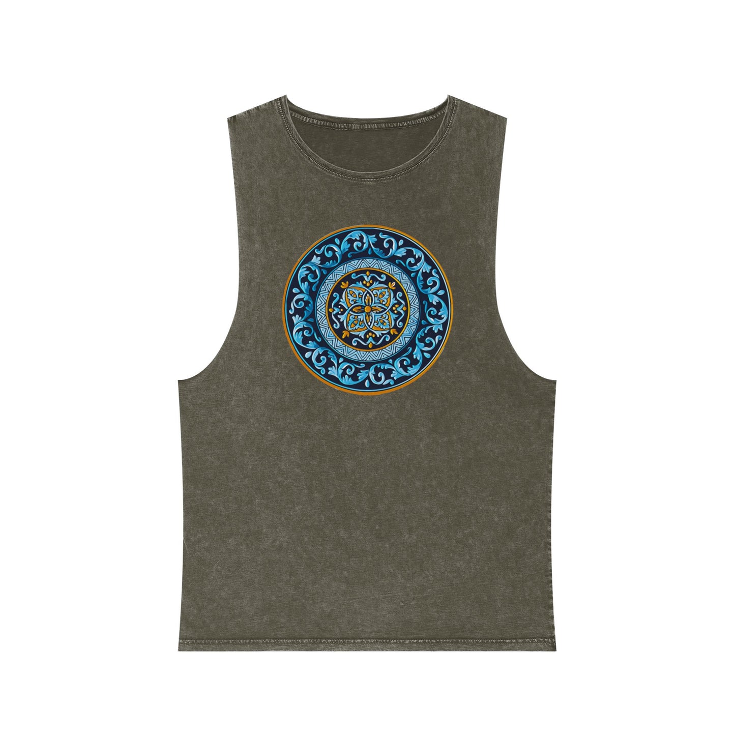 Unisex Stonewash Tank Top with Persion Tazhib