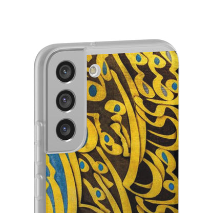 Phone Case — Gold & Blue Calligraphy Design