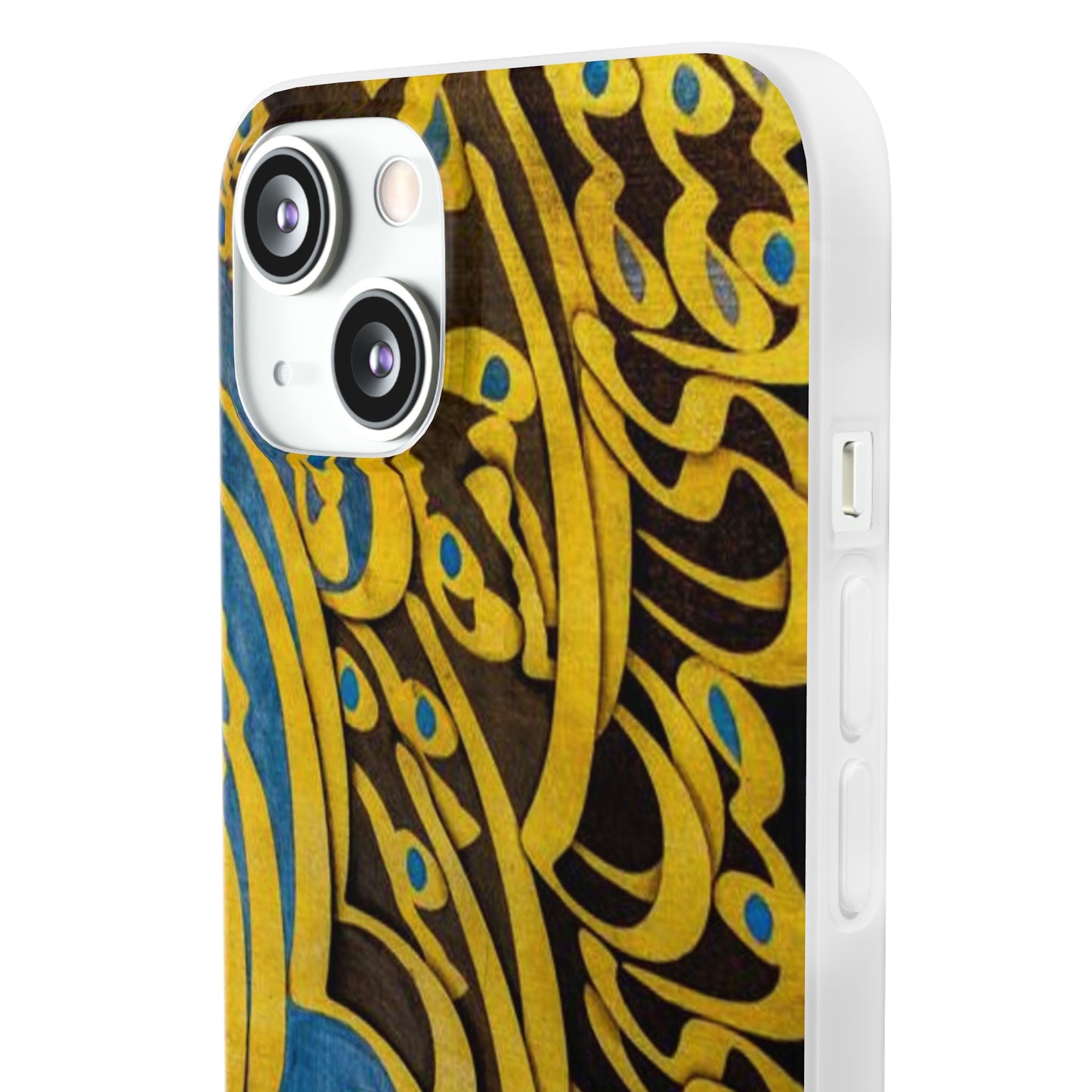 Phone Case — Gold & Blue Calligraphy Design