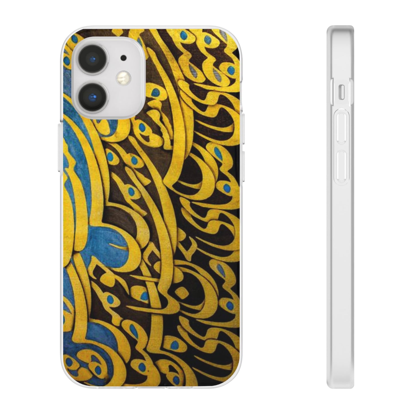 Phone Case — Gold & Blue Calligraphy Design