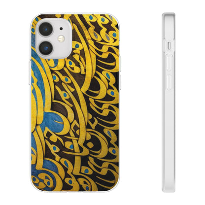 Phone Case — Gold & Blue Calligraphy Design