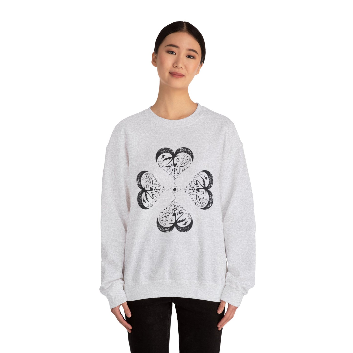 UNISEX FARSI CALLIGRAPHY HEART SWEATSHIRT: 'MAL MANI' BY MOEIN