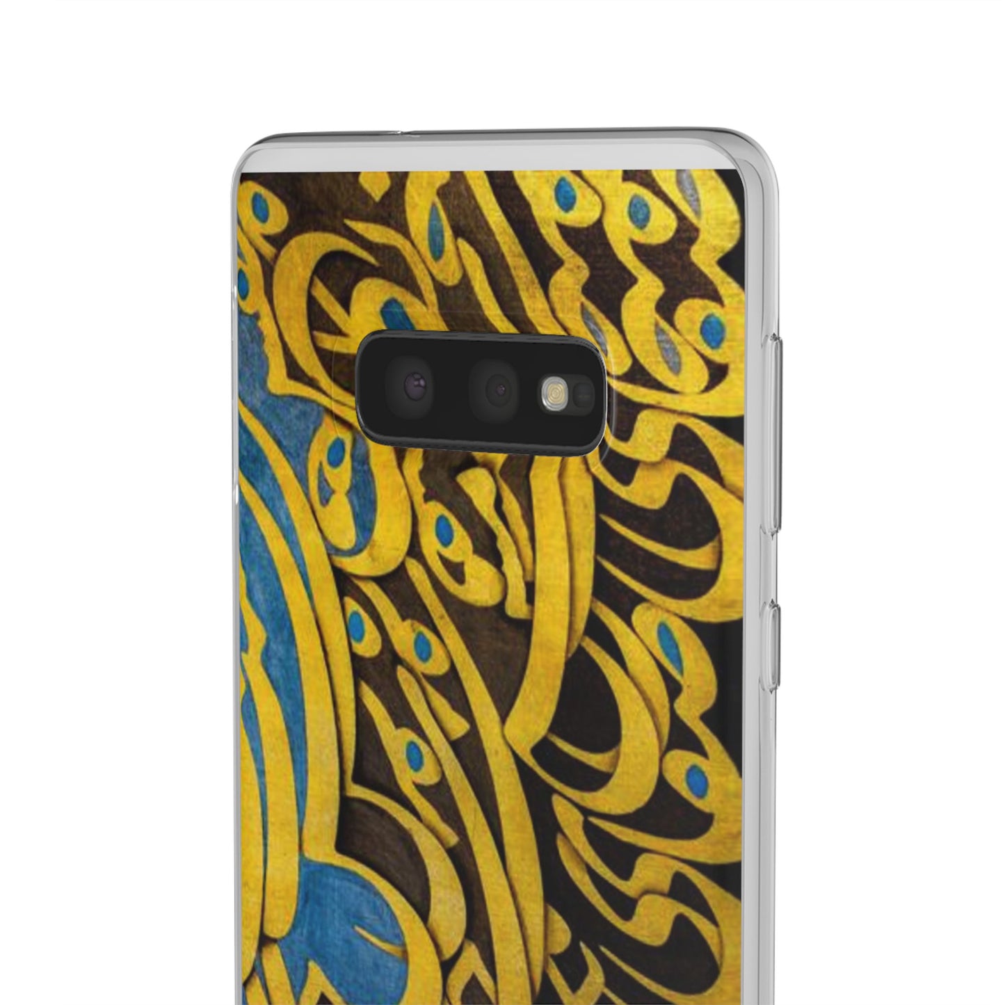Phone Case — Gold & Blue Calligraphy Design