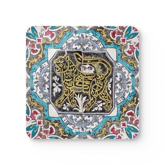 IRANIA GHAJAR CORKWOOD COASTER SET   کاشیکاری قاجاری