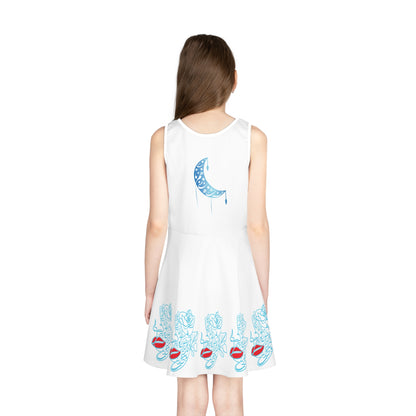 PERSIAN CALLIGRAPHY GIRLS' BOHEMIAN SLEEVELESS SUNDRESS – BUTTERFLY & FLORAL DESIGN