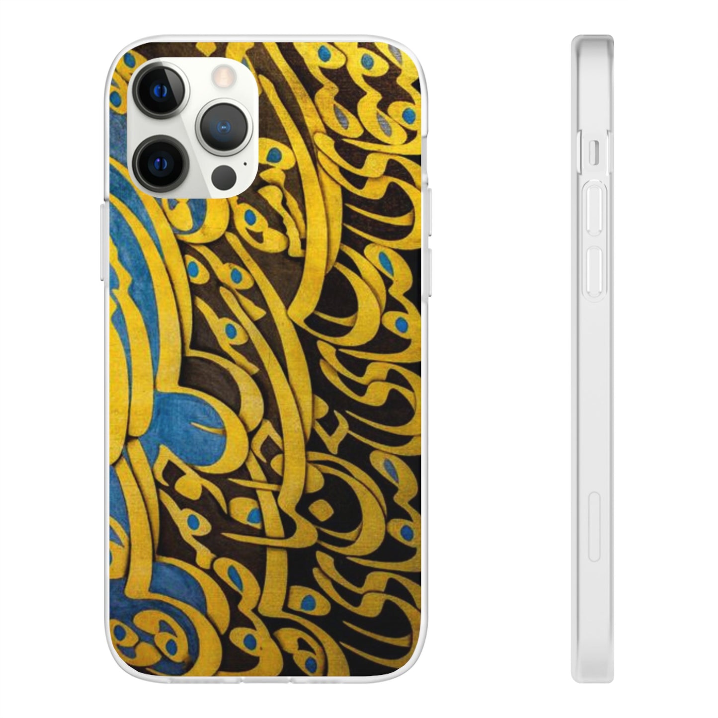 Phone Case — Gold & Blue Calligraphy Design