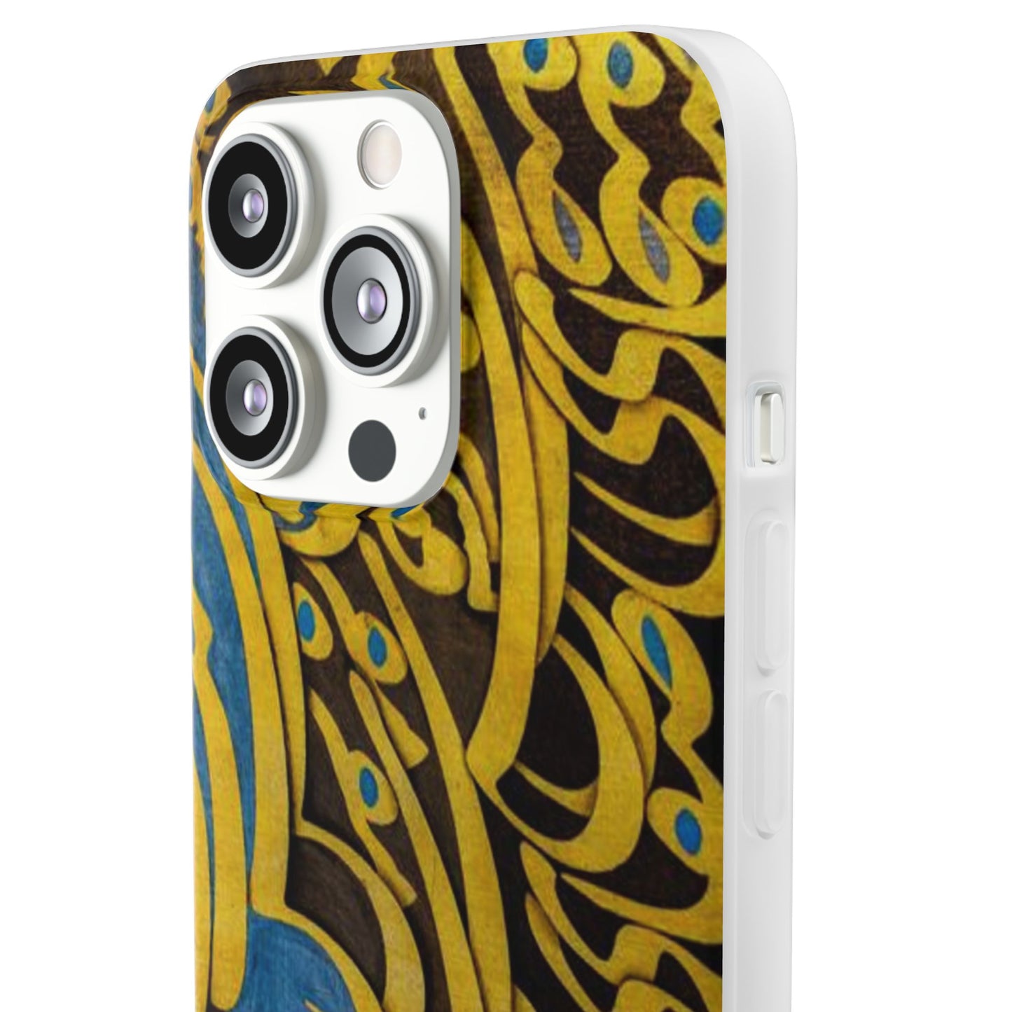 Phone Case — Gold & Blue Calligraphy Design