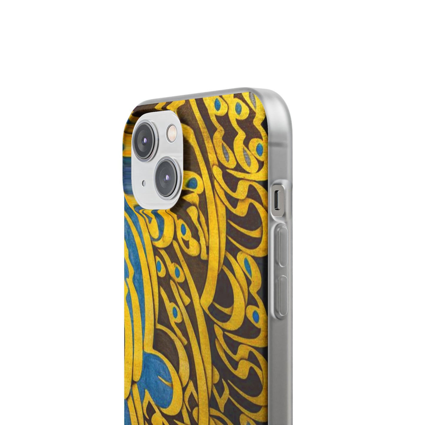 Phone Case — Gold & Blue Calligraphy Design