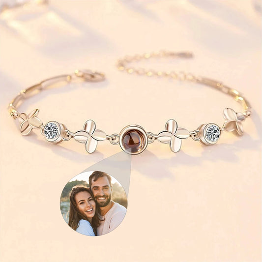 PERSONALIZED S925 LEAF PROJECTION PHOTO BRACELET
