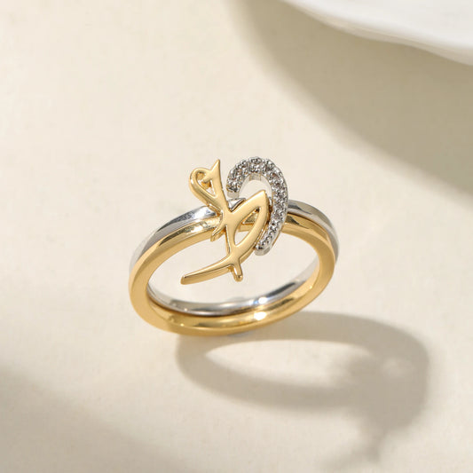 PERSONALIZED 3D CUSTOM NAME DOUBLE RING  GOLD