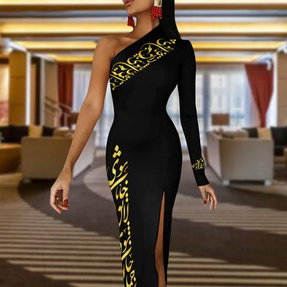 ONE SHOULDER SPLIT DRESS | باید که جمله جان شوی تا لایق جانان شوی