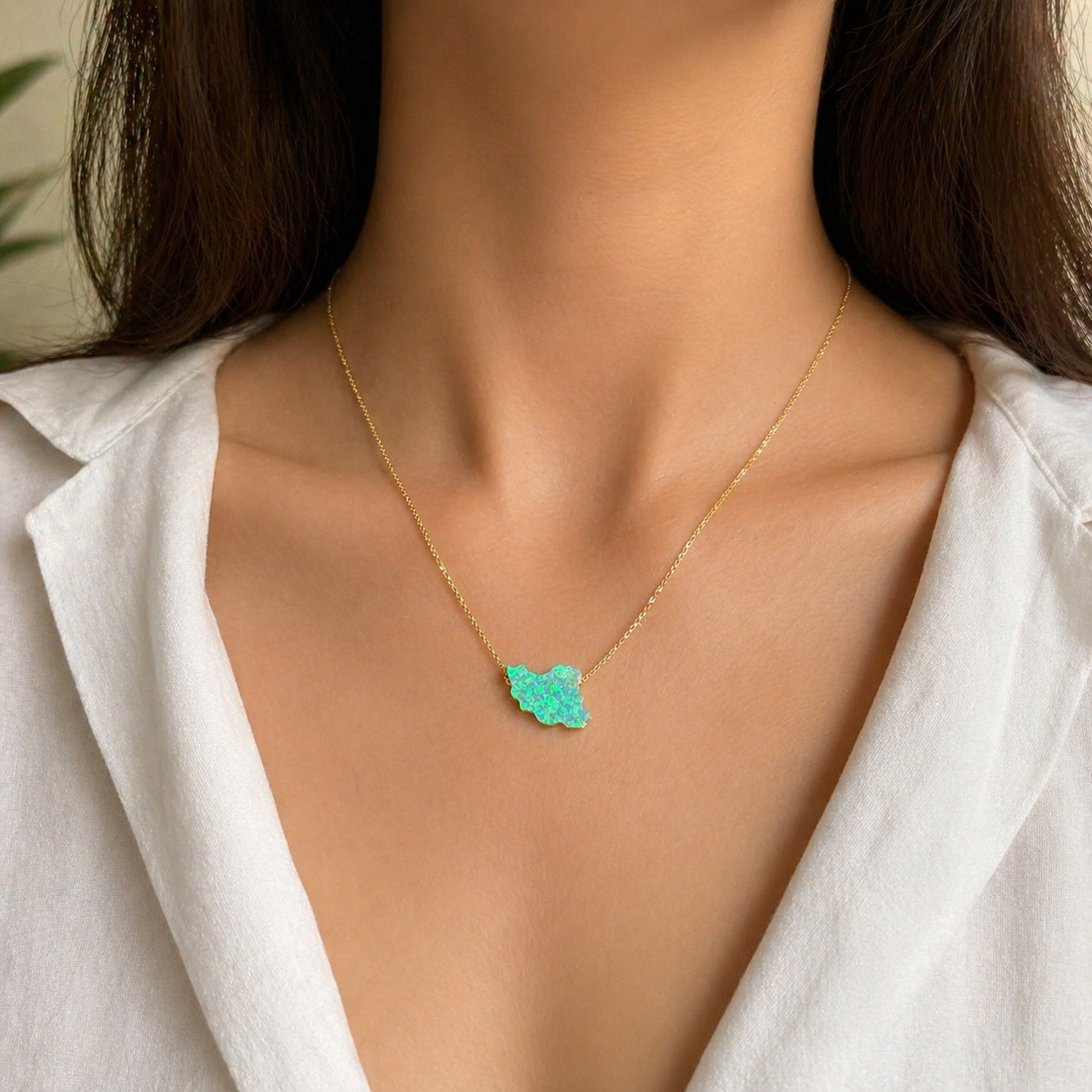 ETERNAL IRAN MAP OPAL NECKLACE 925 SILVER