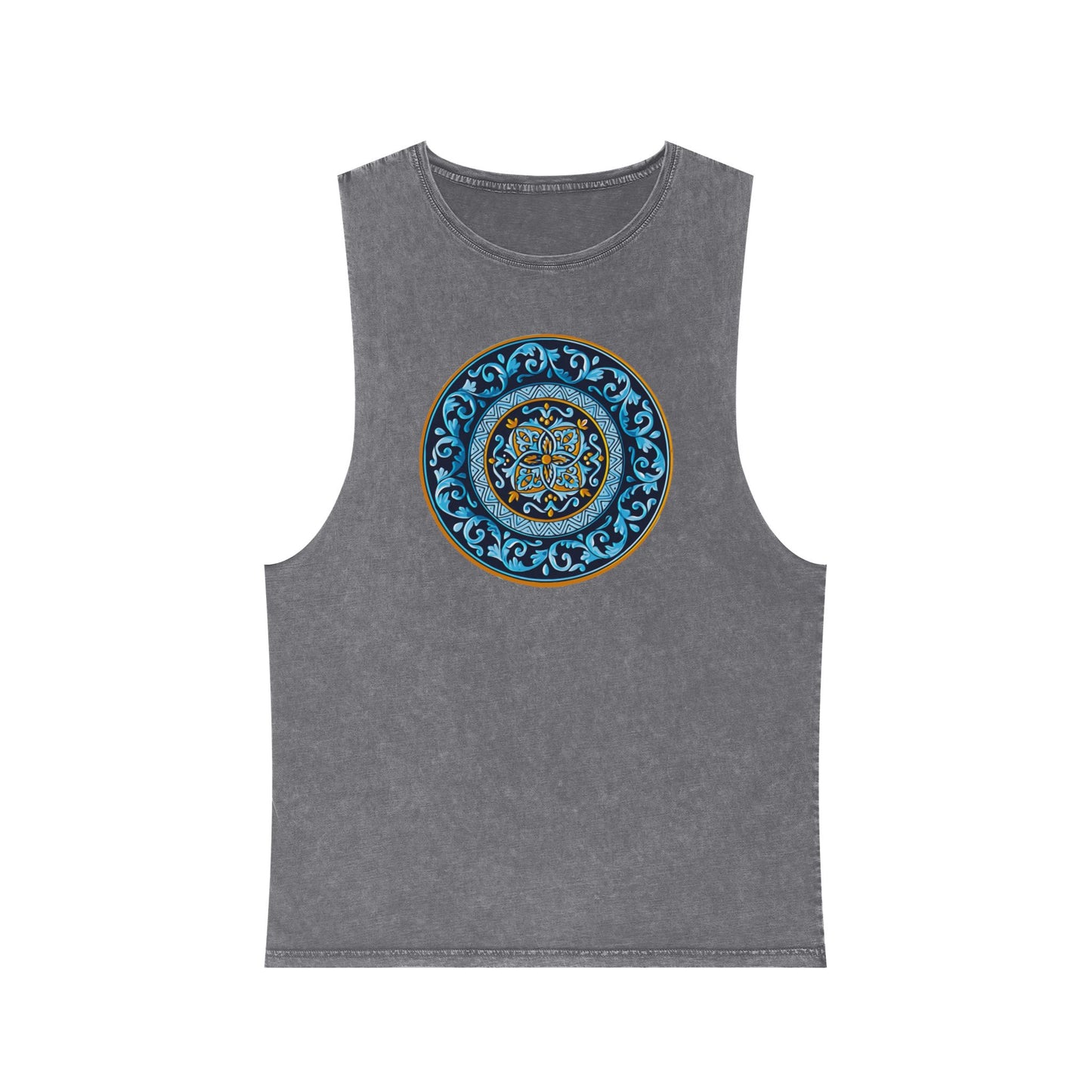 Unisex Stonewash Tank Top with Persion Tazhib