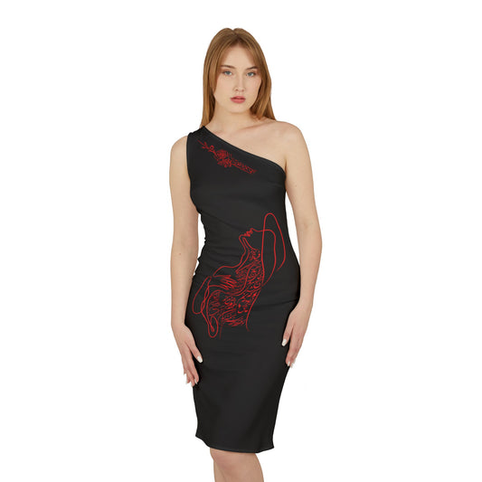 Persion Calligraphy One Shoulder Dress