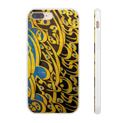Phone Case — Gold & Blue Calligraphy Design
