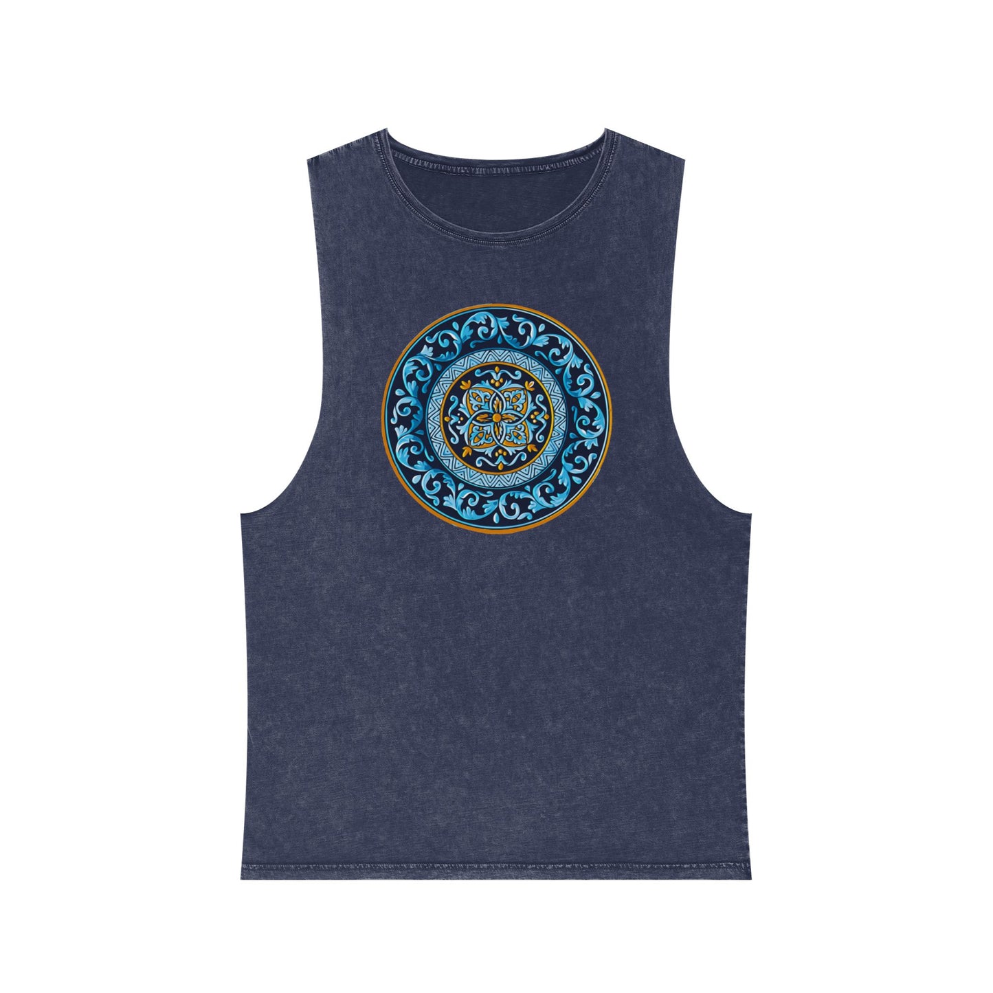 Unisex Stonewash Tank Top with Persion Tazhib