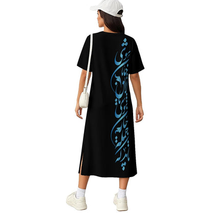 PERSIAN POETRY COTTON MIDI T-SHIRT DRESS