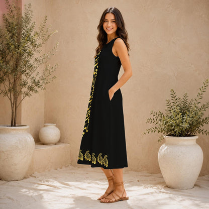 PERSIAN POETRY SLEEVELESS COTTON DRESS