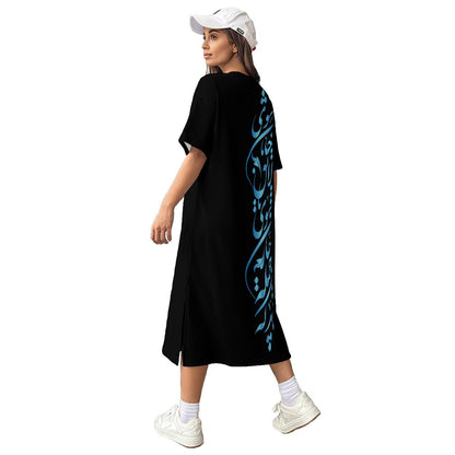 PERSIAN POETRY COTTON MIDI T-SHIRT DRESS