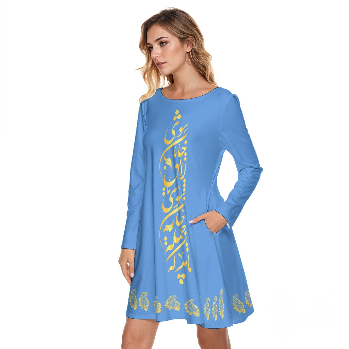 PERSIAN RUMI CALLIGRAPHY COTTON DRESS